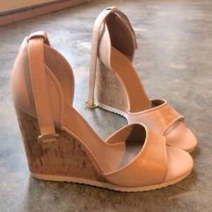 Elorie, Nude Leather Wedge, Size 9.5